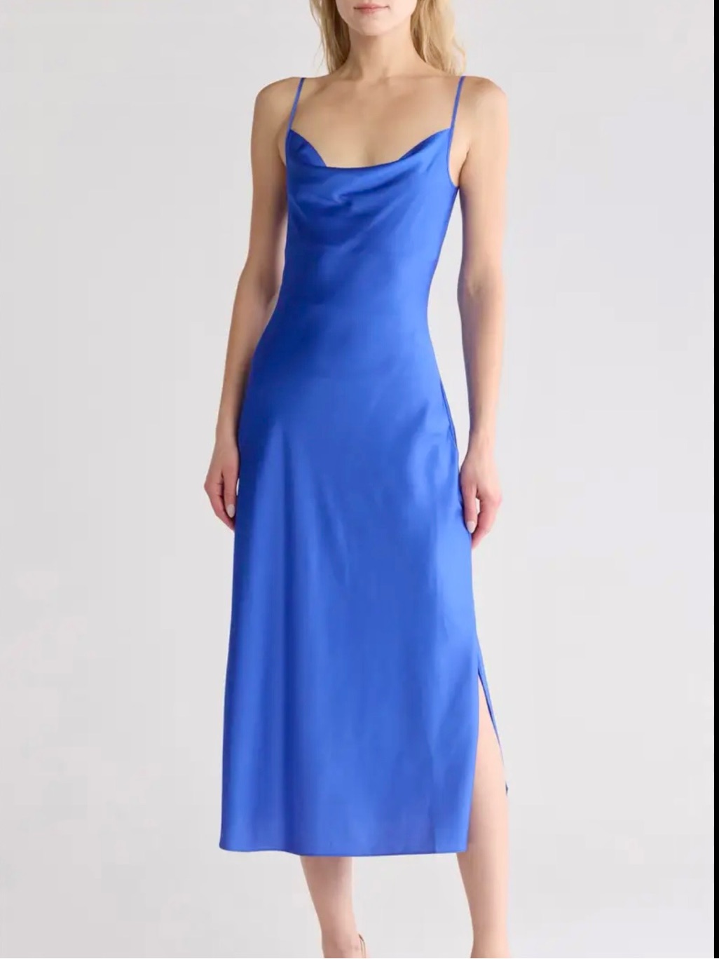 Hello Molly "Slip Into The Night" Satin Midi Dress In Royal Blue